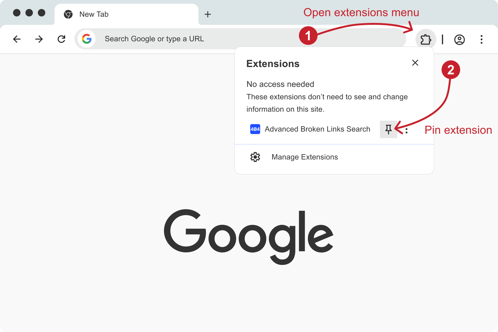 Закрепите Advanced Broken Links Search в Chrome